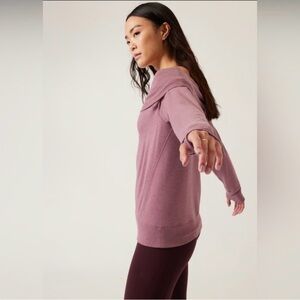Athleta Studio Barre Sweatshirt XS Sugarplum Off Shoulder Soft Modal Top